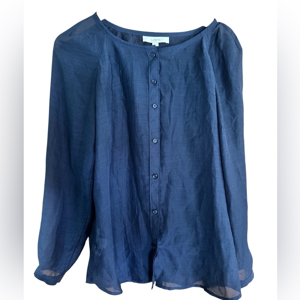 LOFT Sheer Blouse in pretty eggplant purple color